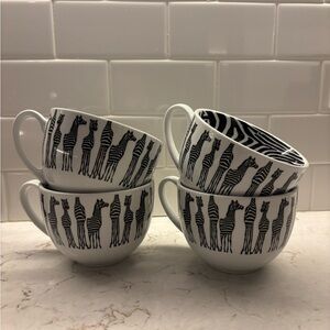 Pier 1 White Mug with Zebra Pattern 16oz